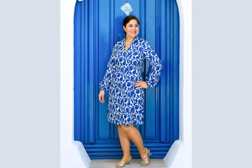Viskose Webware "Hojas", lillesol & pelle, Swafing, blau, weiß, 0,5 m